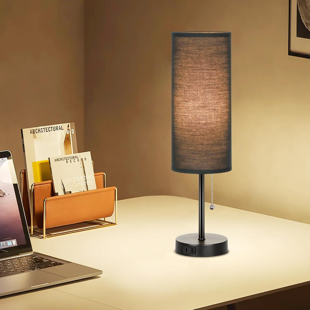 Dott Arts 18" Table Lamp for Bedroom, 3-Color Bedside Lamps with Pull Chain, Bedroom Table Lamps for Nightstand, AC Outlet Small Lamp for…