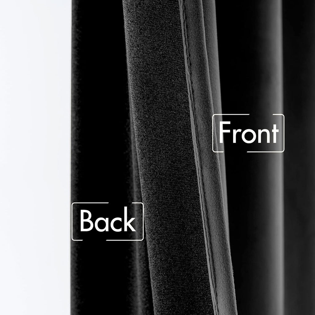 Miulee Black Velvet Curtains 63 inch Length 2 Panels - Luxury Blackout Curtains for Bedroom Living Room Thermal Insulated Super Soft Window…