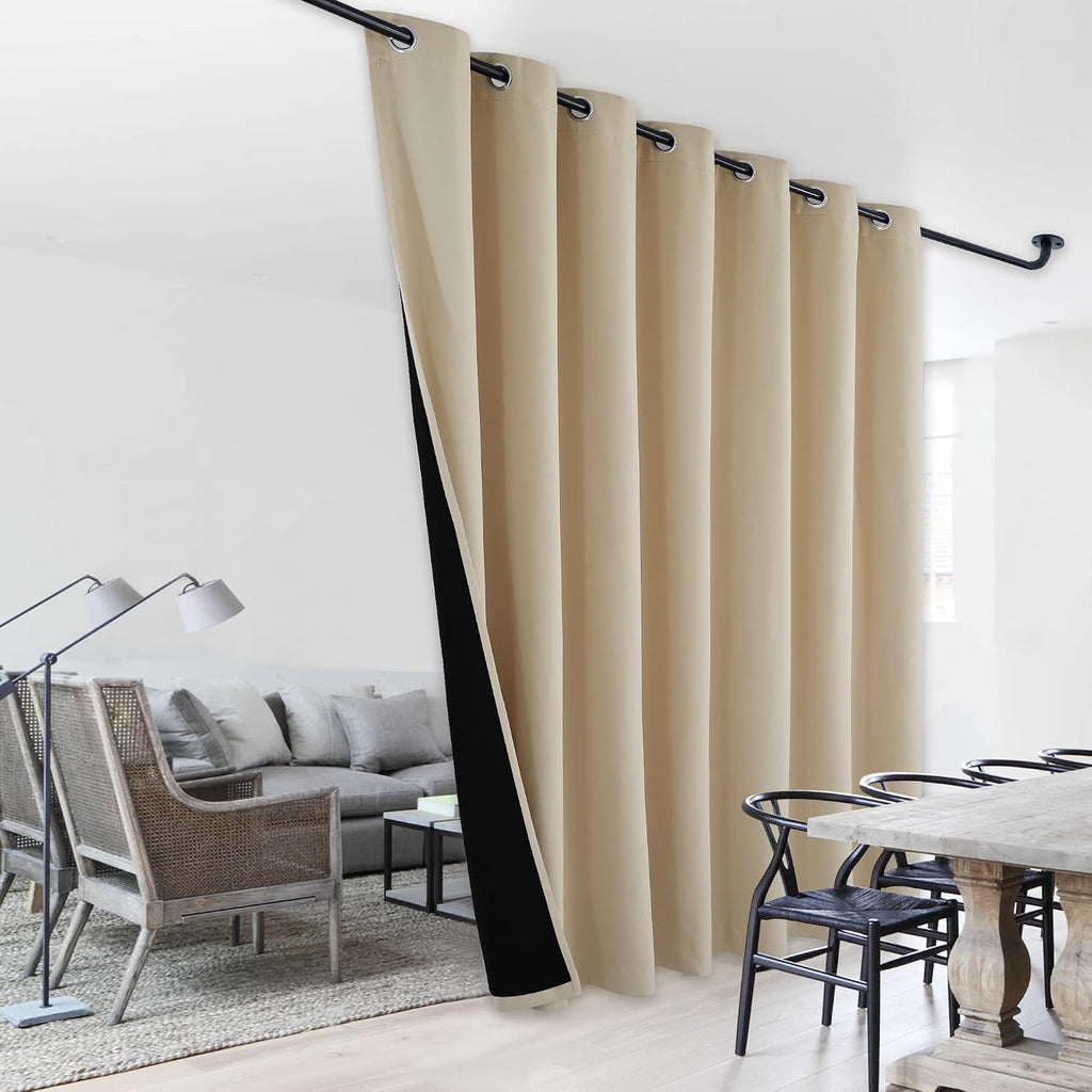 NICETOWN Noise Reducing Room Divider Curtains, Thermal Insulated 100% Blackout Curtain for Office, Slider Panel with Black Lining, Patio…