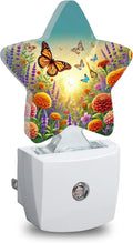 Butterfly Flowers Plug in Star Night Light, Night Light with Sensor for Kids Nursery Bedroom, Decorative Soft Glow Lamp for Hallway…