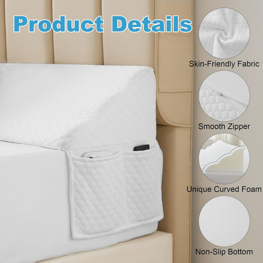 MEGCXIT King Bed Wedge Pillow for Headboard, 76"x10"x6", Bed Gap Filler, Headboard Pillow, Anti-Slip Gap Pillow, Air-Layer White, High…