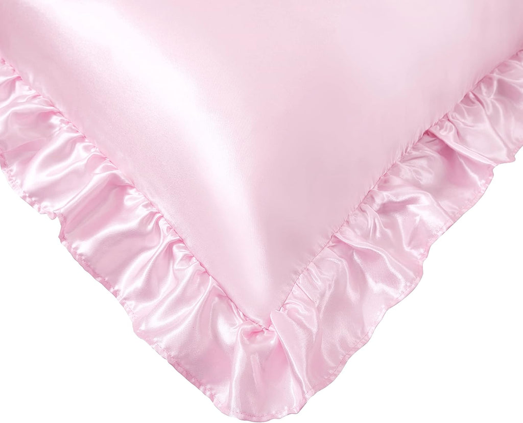 HommxJF Pink Satin Pillowcases Body Pillow for Hair and Skin, Pink Body Pillow Silk Pillowcase with Envelope Closure Princess Room Decoratio…