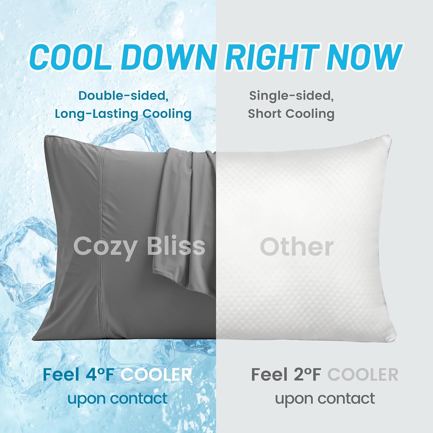 CozyBliss Cozy Bliss 2pcs Cooling Pillow Cases Set for Hot Sleepers & Night Sweats, Q-Max 0.5 Silky Wrinkle-Free Pillow Covers with Envelop…