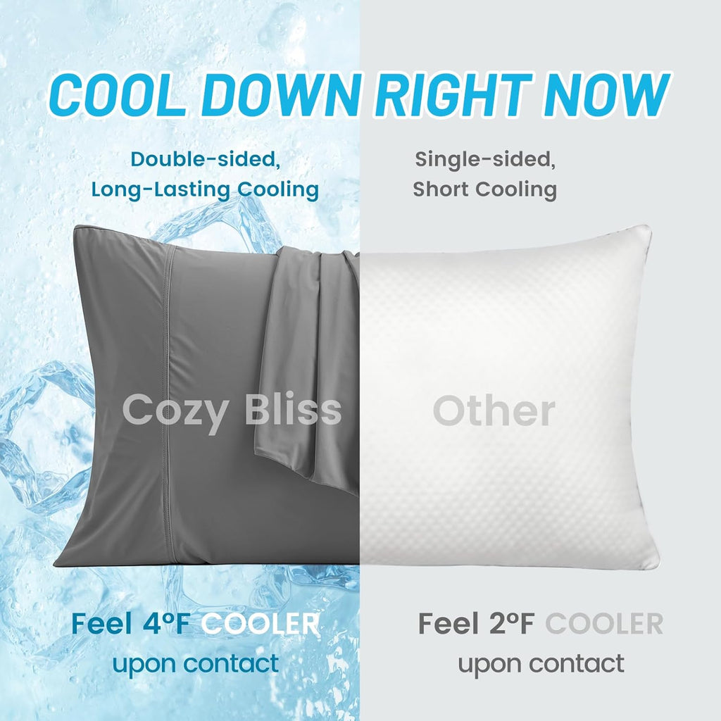 CozyBliss Cozy Bliss 2pcs Cooling Pillow Cases Set for Hot Sleepers & Night Sweats, Q-Max 0.5 Silky Wrinkle-Free Pillow Covers with Envelop…