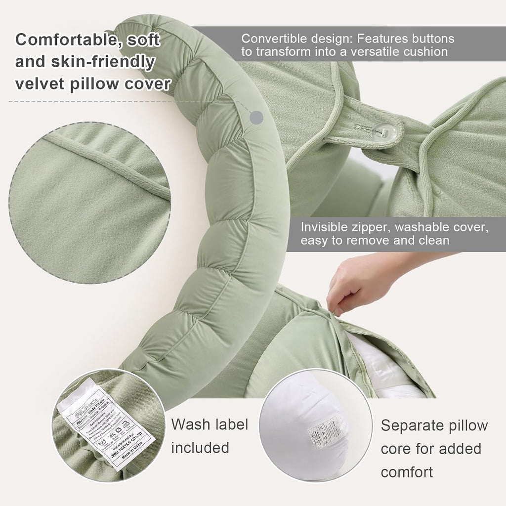 Peallow(Pat. Pend) – Long Round Body Pillow for Adults, Bolster Pillow for Sleeping, Soft and Supportive Pillow for Sleeping & Lumbar…