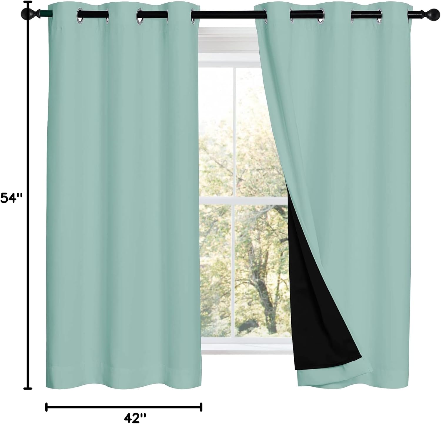 Nicetown 100% Blackout Curtains 54 inches Long, Double-Deck Completely Blackout Window Treatment Thermal Insulated Lined Drapes for Small W…
