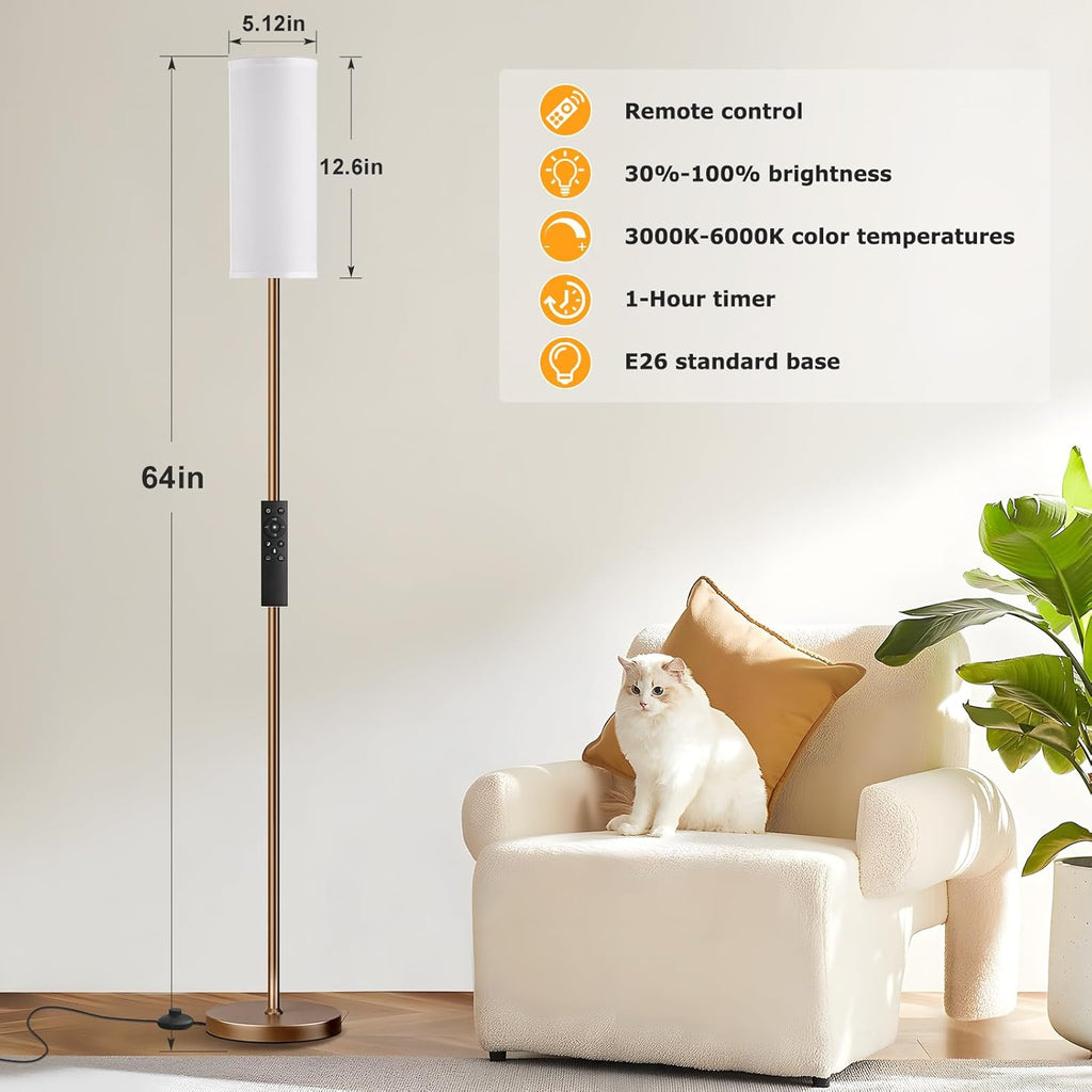 Ambimall 64'' Floor Lamps for Living Room with Remote Control and Stepless Dimmable Colors Temperature & Brightness, 9W Bulb…
