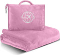 2-in-1 Travel Blanket and Pillow – Lightweight, Compact, Ultra Soft, Machine Washable – Handle, Luggage Sleeve, Backpack Clip – for Trave…