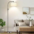 Nintiue Upgraded Modern Arc Dimmable Tall Standing Floor Lamp with Linen Shade, 1200 Lumens LED Bulb Included, for Living & Reading Room…