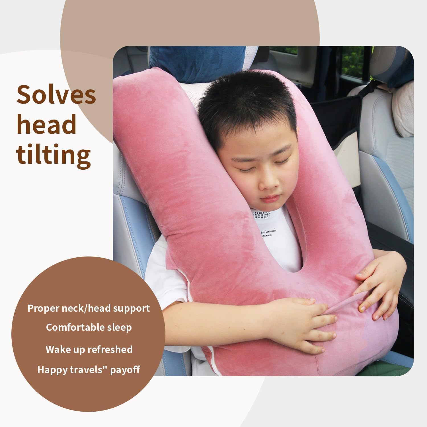 Travel Pillow for Kids & Adults, Car Pillow for Back Seat, Sleeping Support Cushion for Long Road Trips, Toddler Carseat Pillow with…