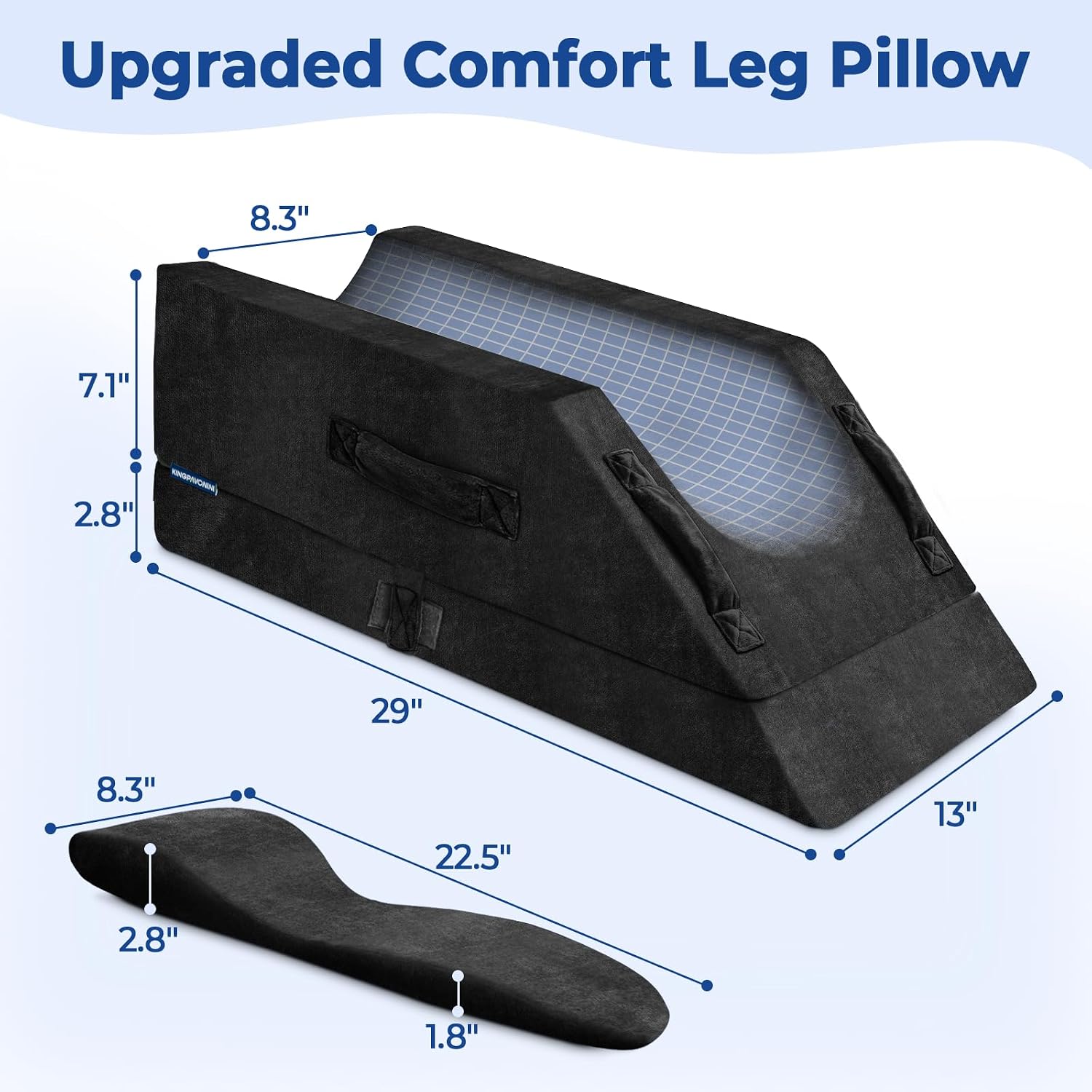 KingPavonini 4-Height Adjustable Leg Elevation Pillows for After Surgery with Ergonomic Curve, Memory Foam Wedge Pillow for Legs Swelling,…