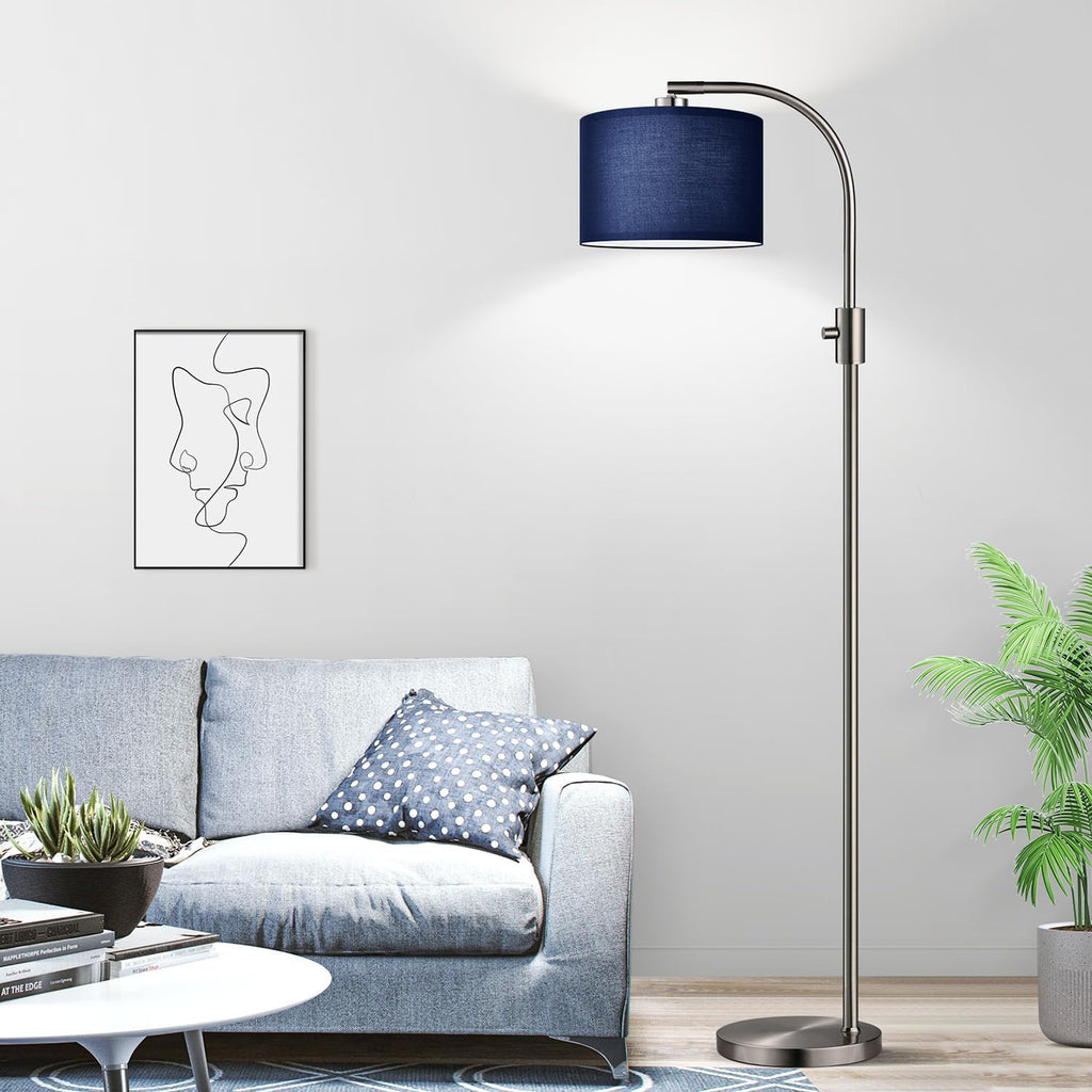 Nintiue Upgraded Modern Arc Dimmable Tall Standing Floor Lamp with Blue Shade, 1200 Lumens LED Bulb Included, for Living & Reading Room…