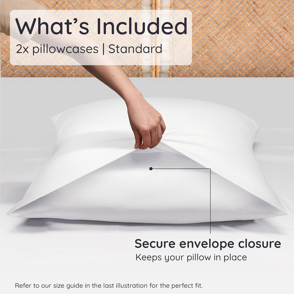 Bambaw 100% Viscose Derived from Bamboo Pillowcase Standard Size – Set of 2 Cooling Pillow Cases for Hot Sleepers, Breathable & Good for th…