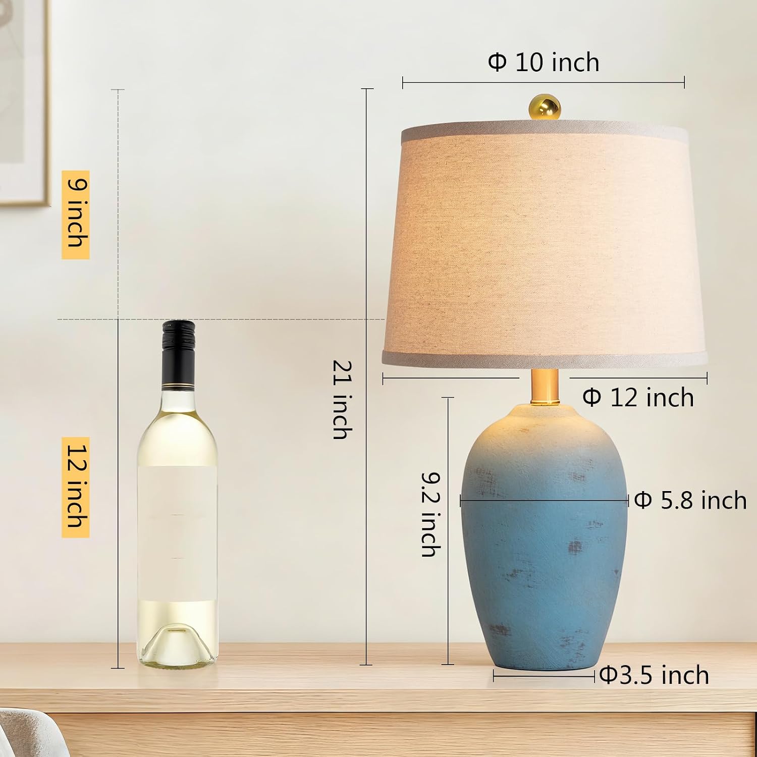 AIEAMPDO 21'' Set of 2 Coastal Small Ceramic Lamps for Bedroom, Traditional Nightstand Bedside Desk Table Lamp for Living Room Office…