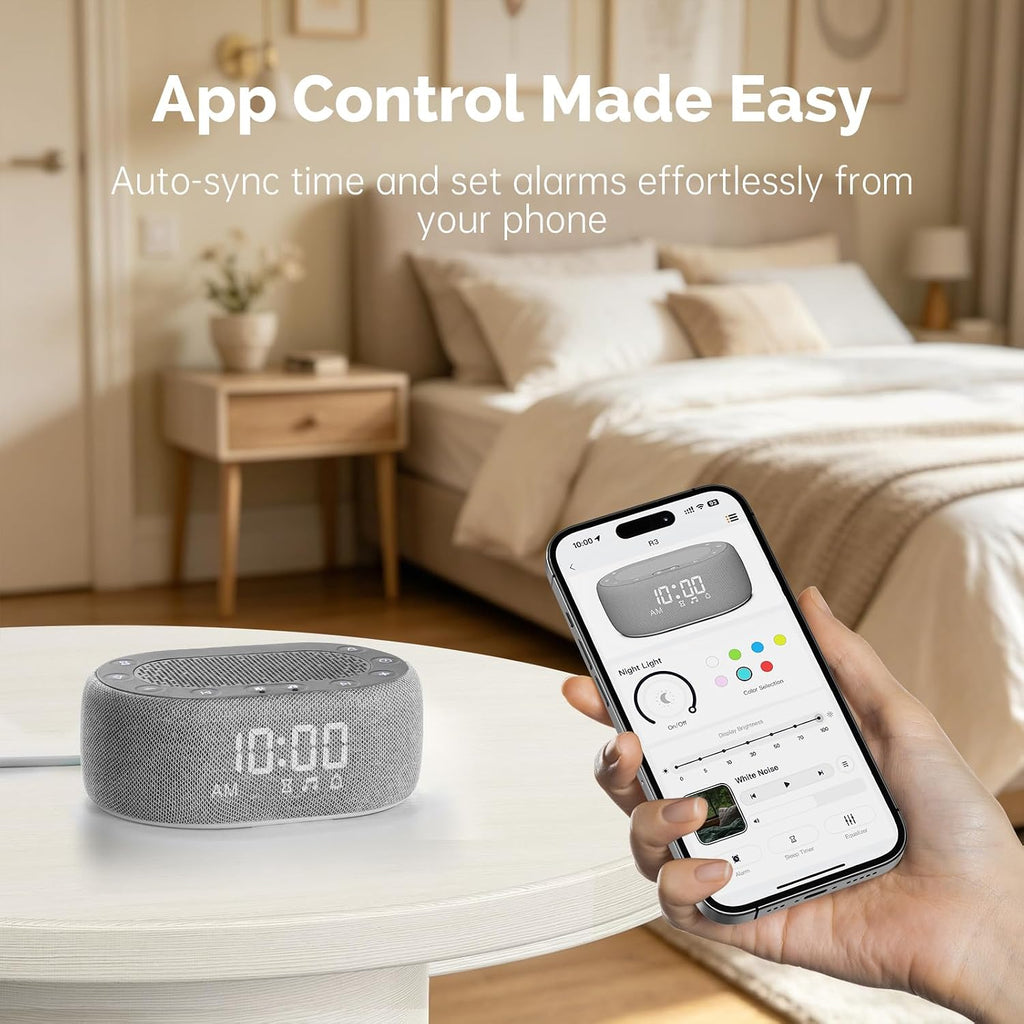 1Mii White Noise Machine with Alarm Clock, Sound Machine for Sleep for Adult Baby, Smart App Controlled,30 Soothing Sounds, Sleeping…