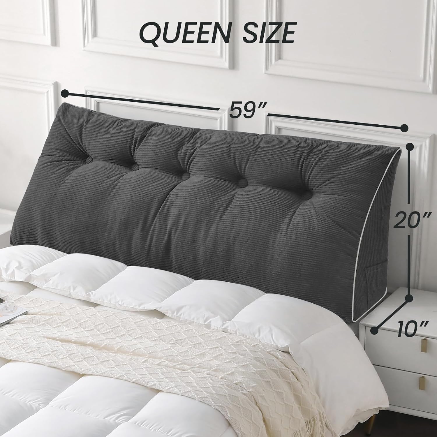 Sasttie Headboard Pillow Queen, Triangular Wedge Pillow Headboard, Wedge Headboard Pillow for Bed Sofa, Daybed Pillows for Sitting up, Read…