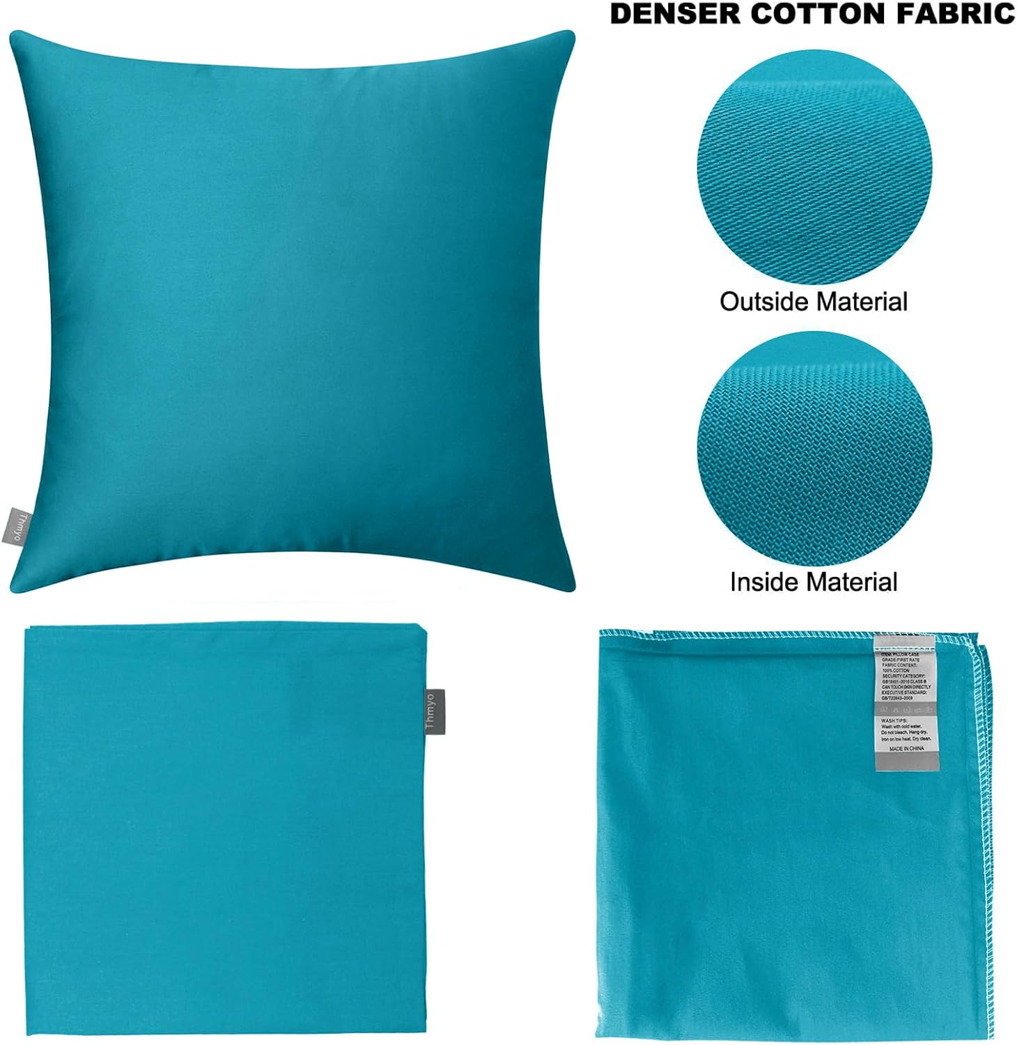 Thmyo 4-Pack 100% Cotton Comfortable Solid Decorative Throw Pillow Case Square Cushion Cover Pillowcase Sublimation Blank Pillow Covers DIY…