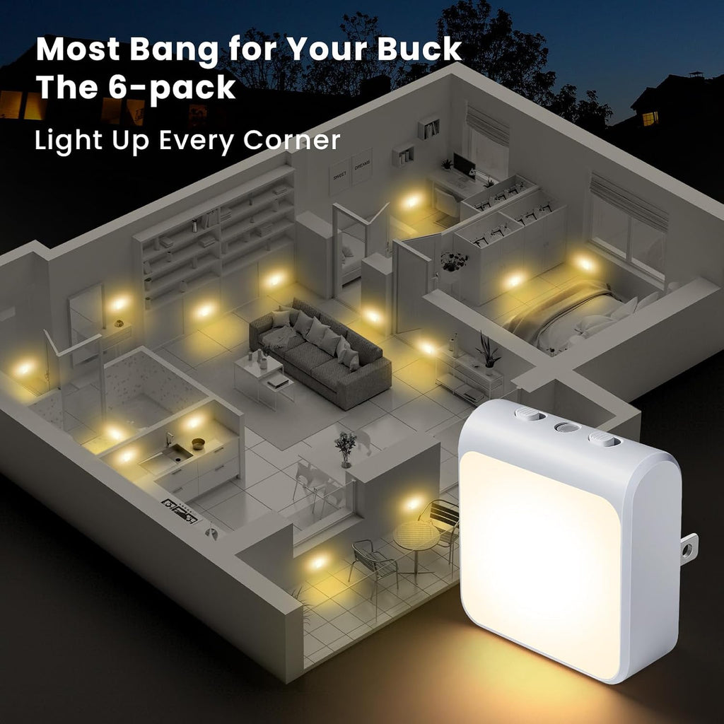 12-Pack Dimmable LED Night Lights Plug into Wall with Dusk to Dawn Sensor, 50lm Plug in Night Light Color & Brightness Adjustable…