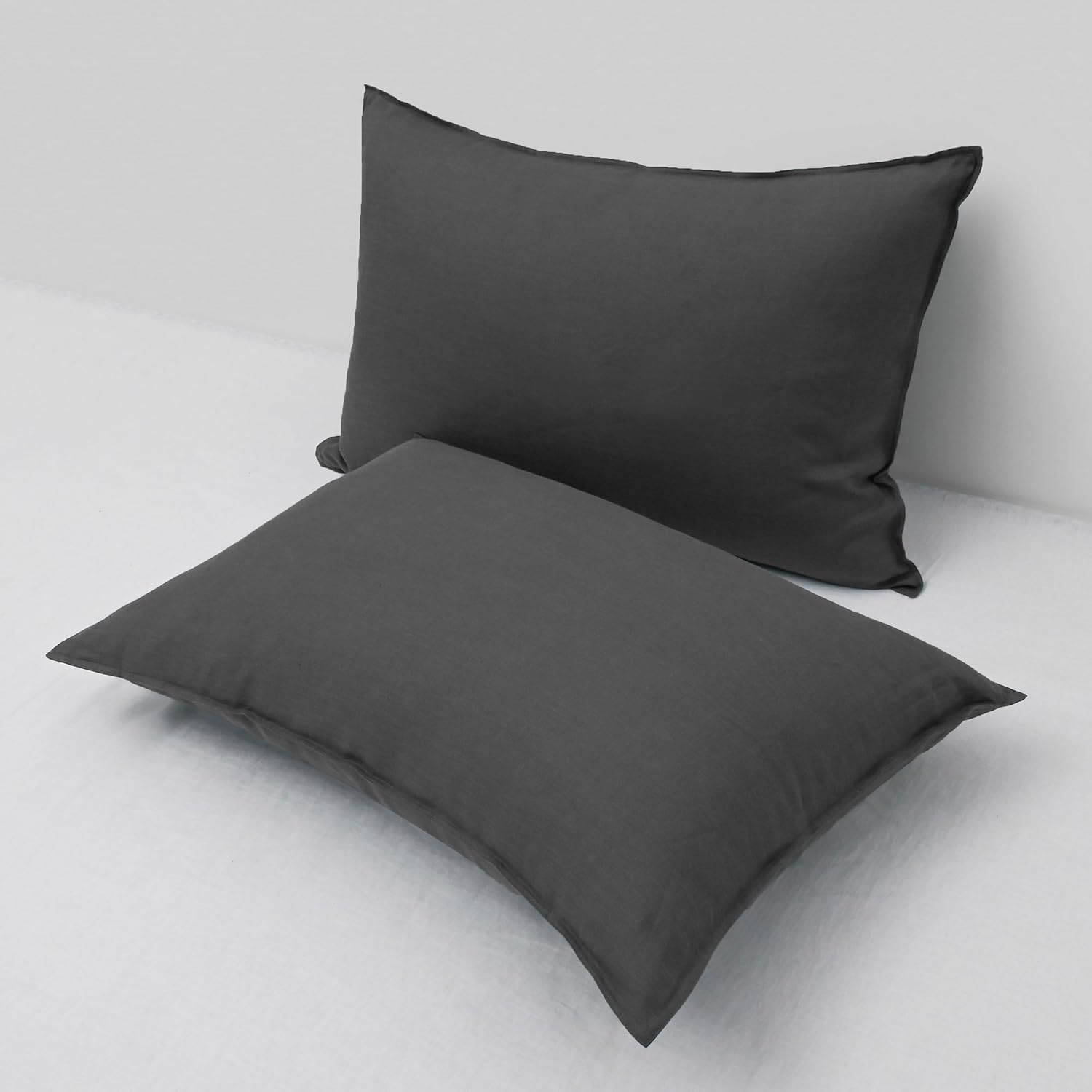 Chuffed Linen Pillow Cases 2 Pack 100% Linen Queen Pillowcases, Breathable and Cooling Washed Pillow Shams with Zipper Closure, 20x30 Inche…