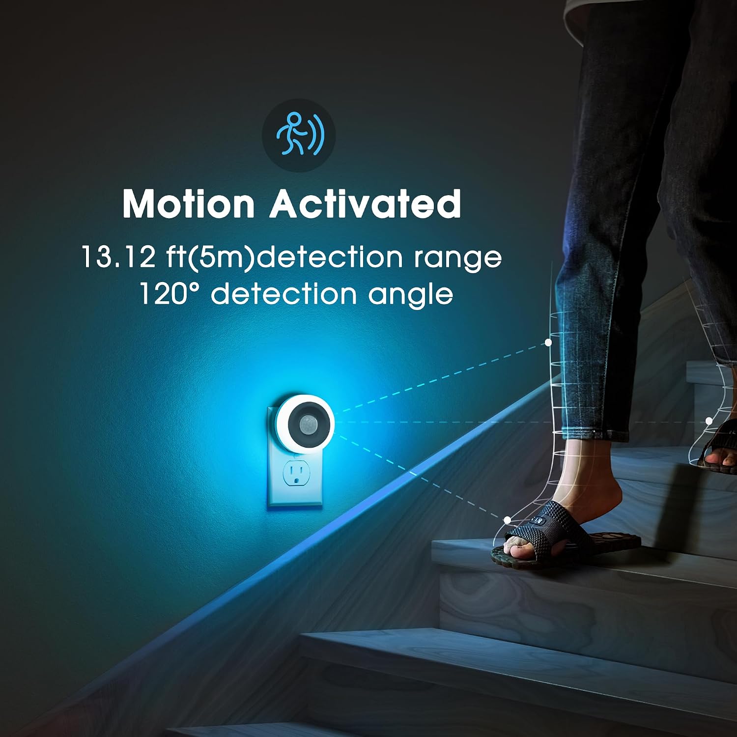 Briignite Motion Sensor Night Light Azure Blue, 2 Pack Night Lights Plug into Wall, Auto On/Off Motion Activation Nightlight…