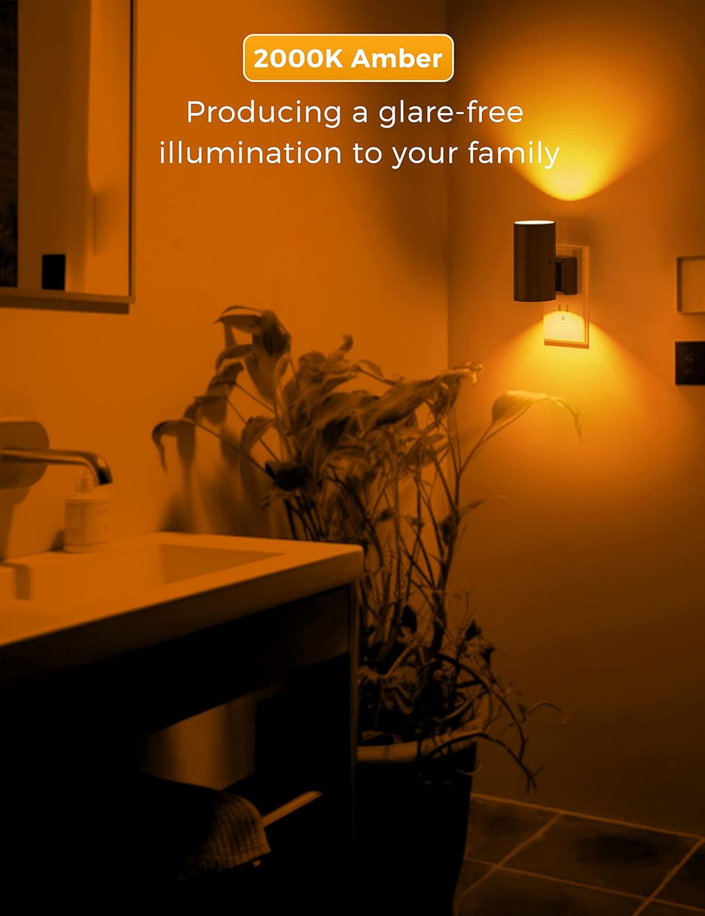L LOHAS LED Night Light, Amber Nightlight, Dimmable Night Light, Light Sensor, Yellow Nightlight, 0-100LM, Sleep Light for Kids, Soft &…