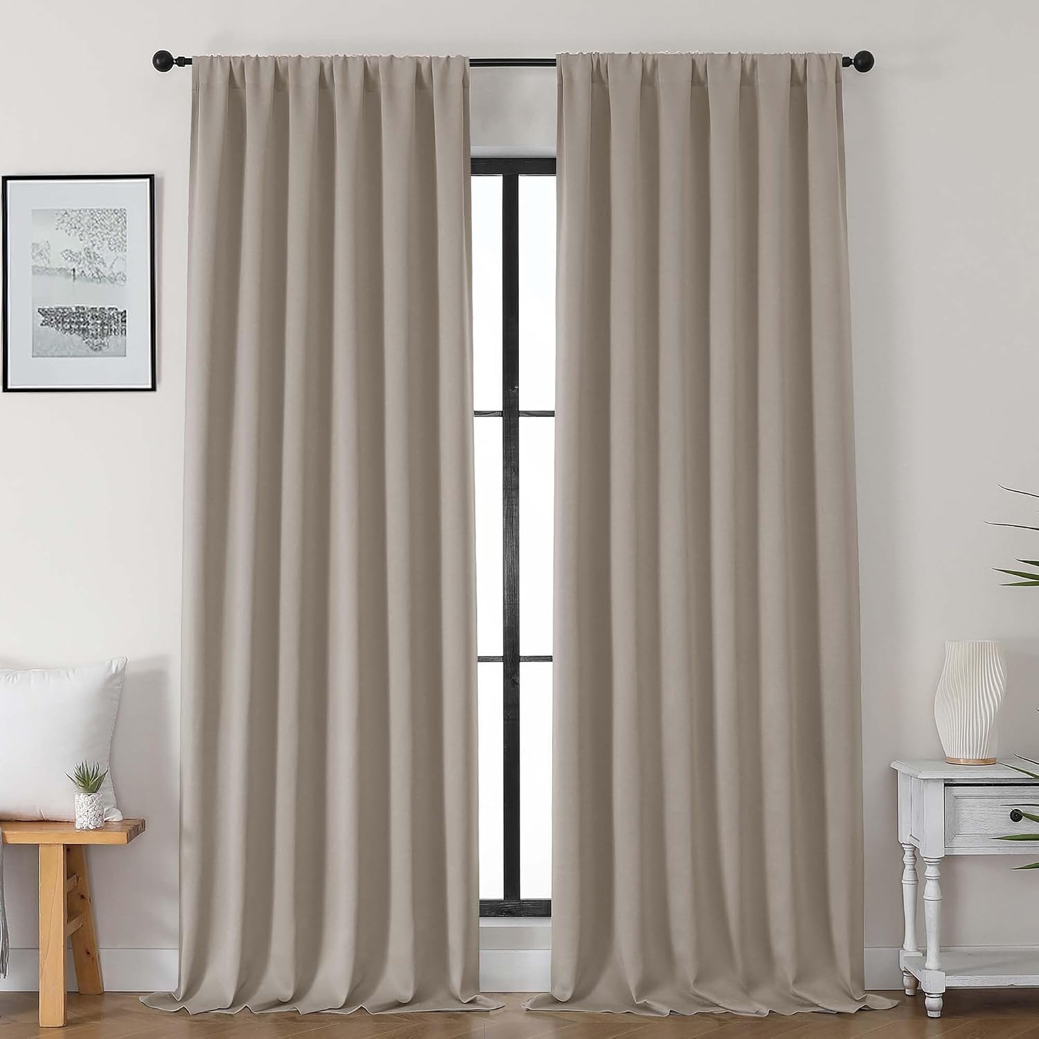 Gwine Stone Blackout Curtains for Bedroom 96 Inch Length, Room Darkening Energy Saving Black Out Curtains for Living Room, Window…