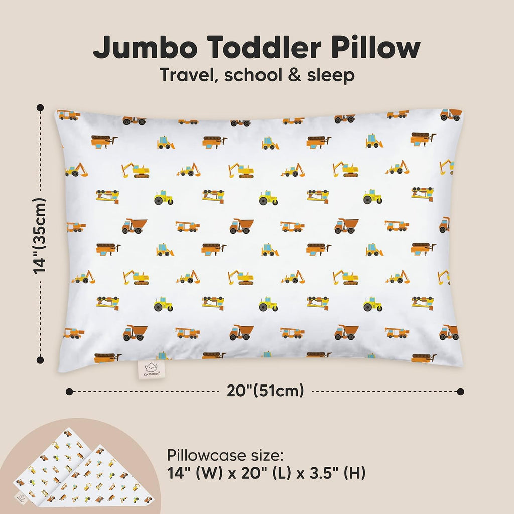 KeaBabies Toddler Pillow with Pillowcase, Jumbo 14X20 - Soft Organic Cotton Toddler Pillows for Sleeping - Machine Washable - Perfect for…