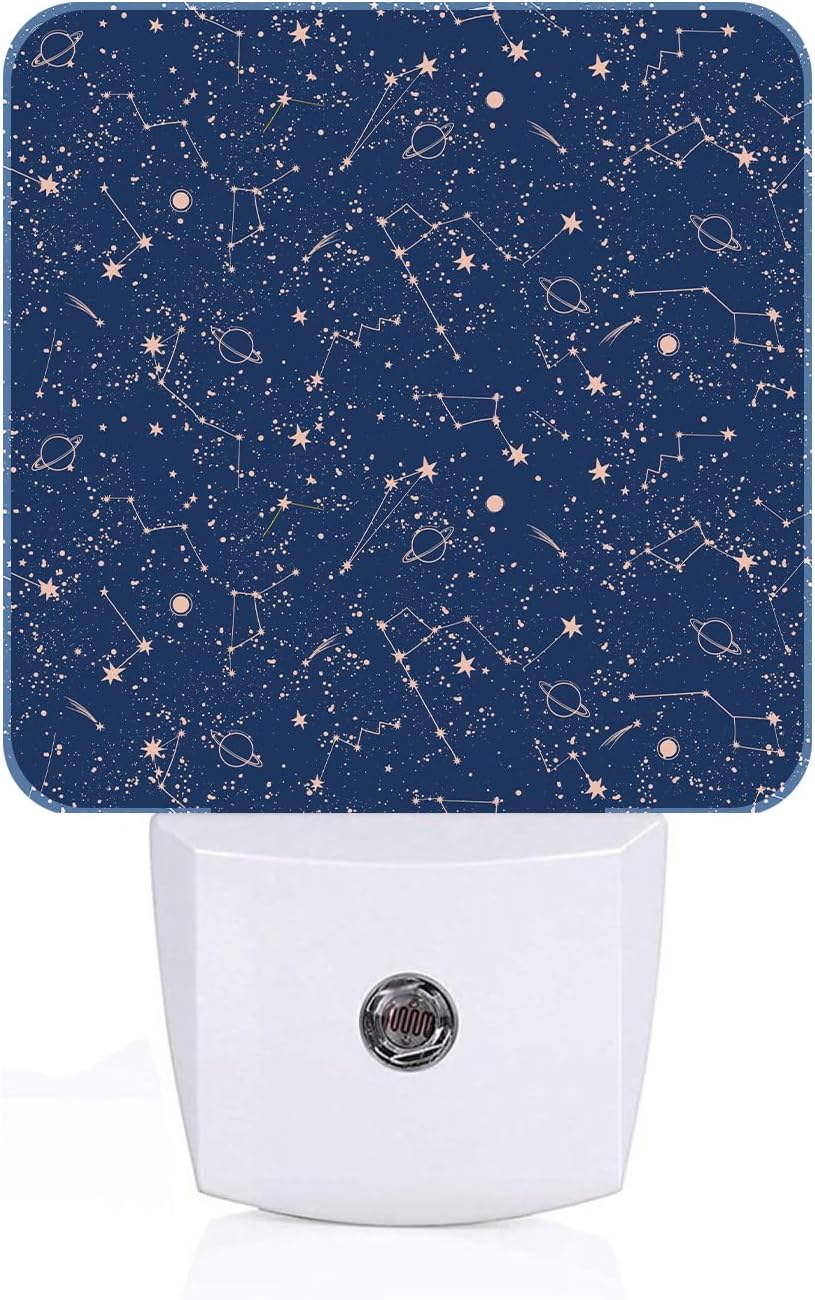 Star Map Night Light, Plug Into Wall for Boys Girls Bedroom Decorative Square Night Light Lamp 0.5w Sleep Friendly