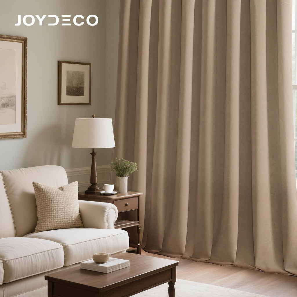 Joydeco Toffee Brown Velvet Curtains 84 Inches 2 Panels, Luxury Thermal Insulated Soft Brown Curtains for Bedroom & Living Room, Room Darke…