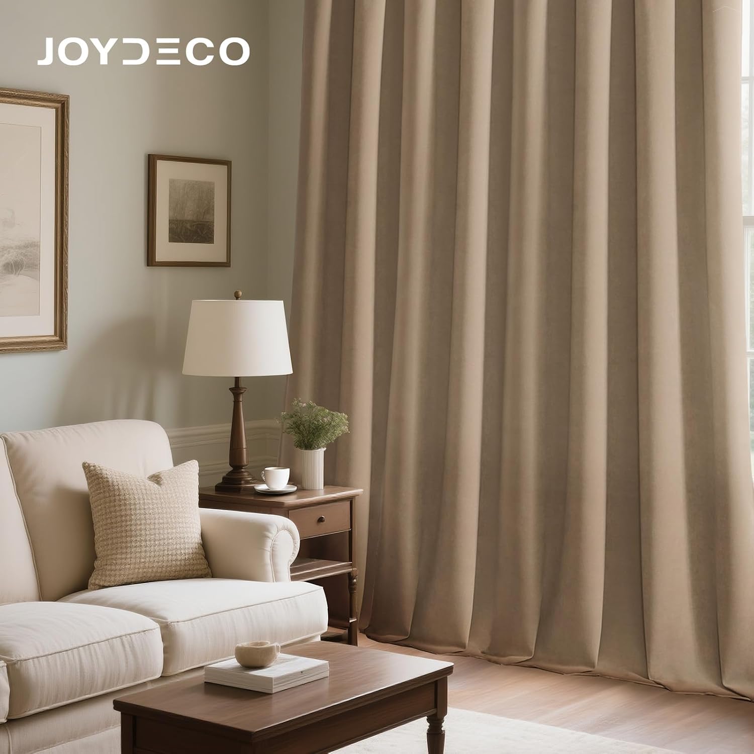 Joydeco Toffee Brown Velvet Curtains 84 Inches 2 Panels, Luxury Thermal Insulated Soft Brown Curtains for Bedroom & Living Room, Room Darke…