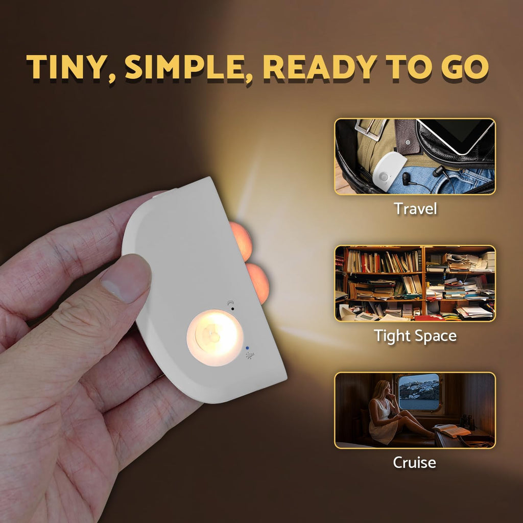 Dazzydot DAZZY DOT Rechargeable Motion Sensor Night Light, Mini Battery Night Light, Warm White Stair Lights Indoor, Ultra-Thin Magnetic Di…