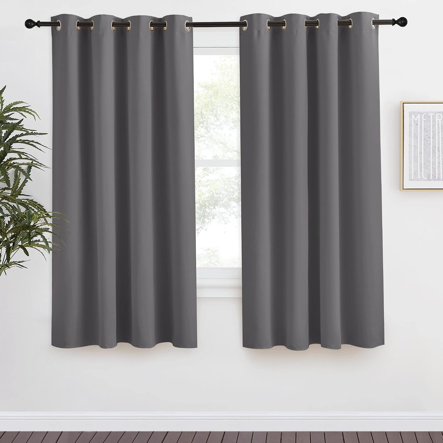 NICETOWN Grey Blackout Curtain 68 inch Long, 55 inches Width, 1 Panel, Thermal Insulated Window Treatment with Grommet Room Darkening…