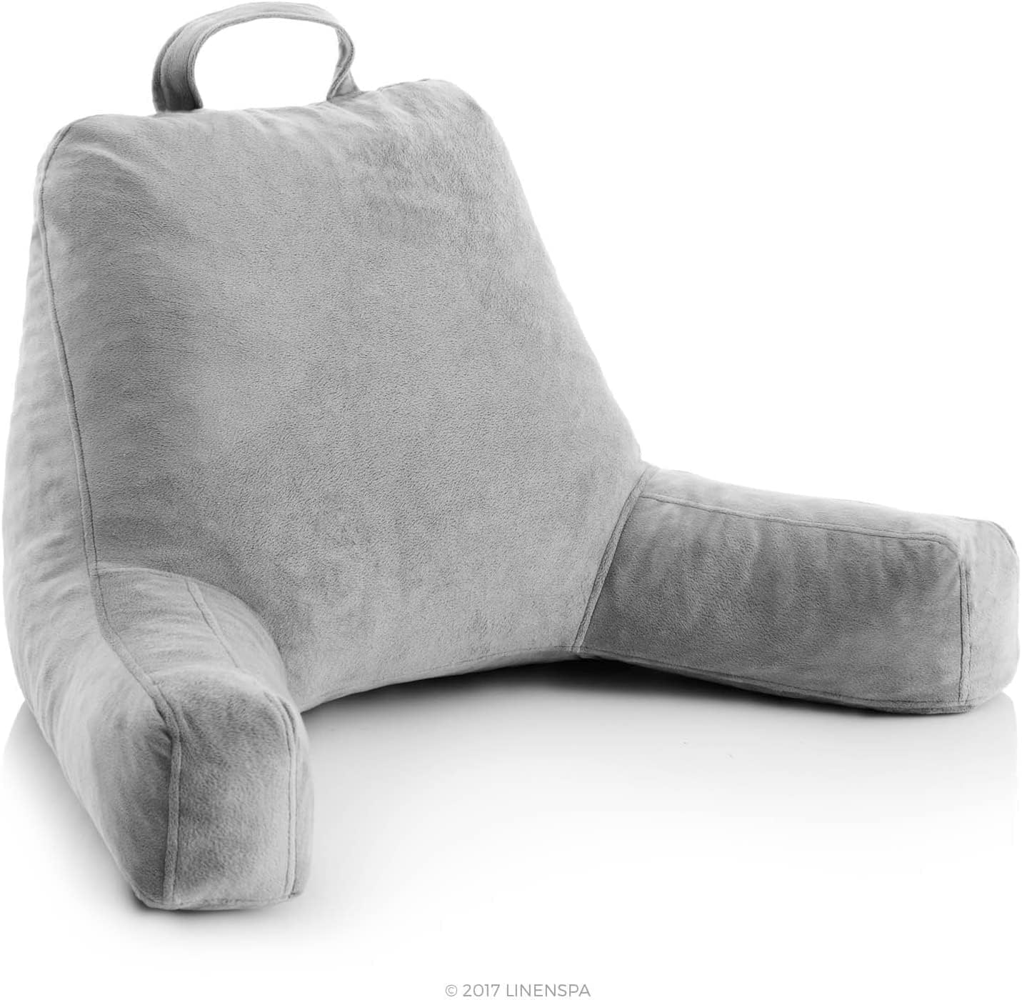 Linenspa Reading Pillow with Shredded Memory Foam- Back Pillow for Sitting in Bed, Reading, Gaming, Watching TV – Chair with Arms, Dorm…