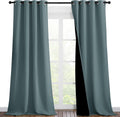 Nicetown Greyish Blue Blackout Curtains 90 inches Long, Full Light Blocking Drapes with Black Liner for Nursery, Thermal Insulated Draperie…