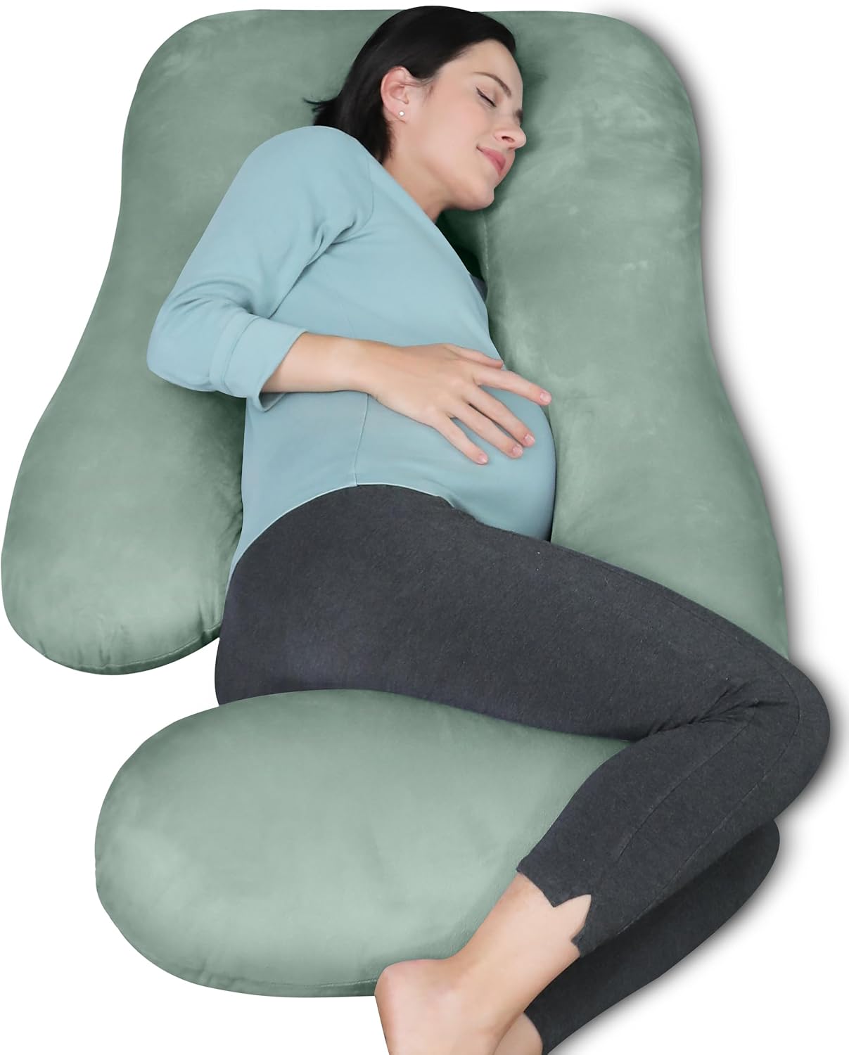 Moonpark MOON PARK Pregnancy Pillows for Sleeping - U Shaped Full Body Maternity Pillow with Removable Cover - Support for Back, Legs, Bell…