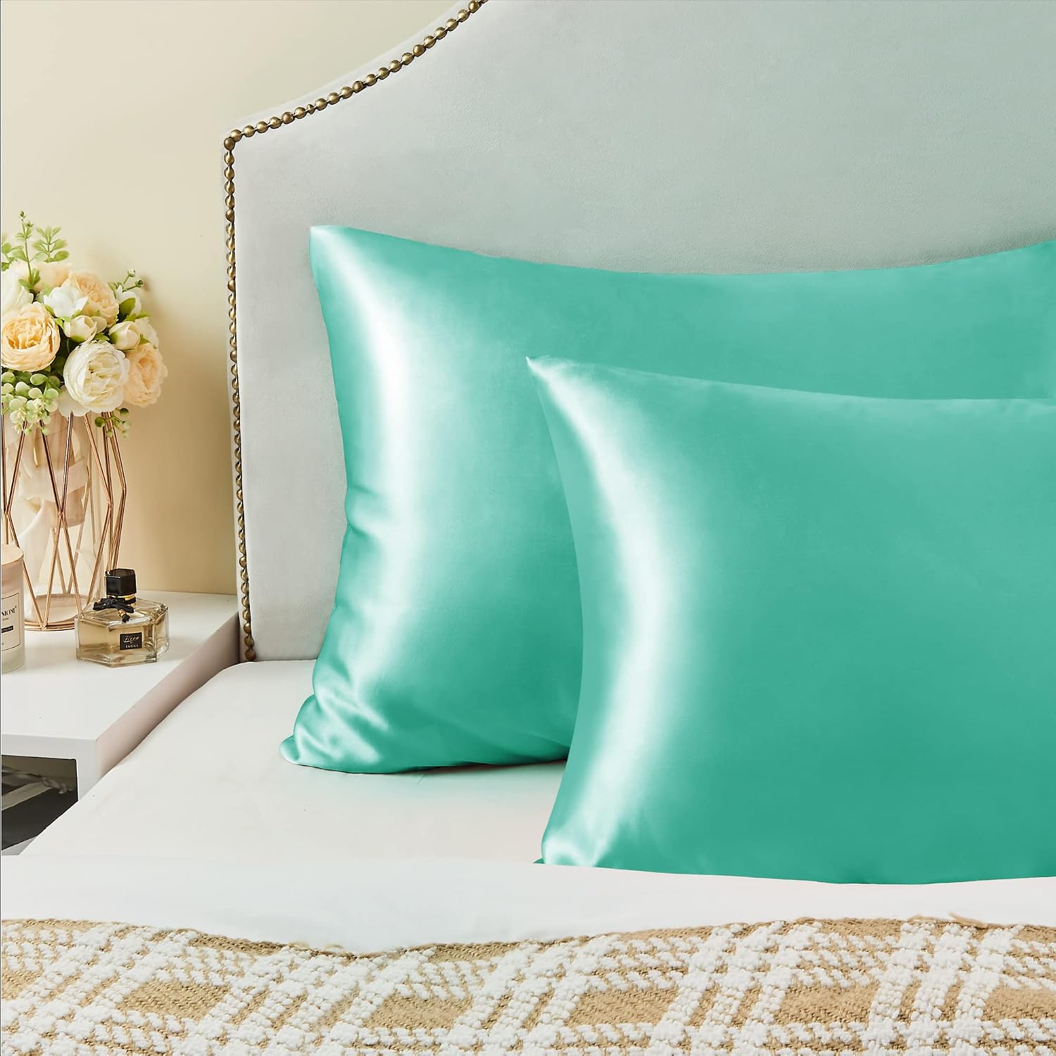 Bedelite Satin Pillowcase for Hair and Skin, Super Soft and Cooling Similar to Silk Pillow Cases 2 Pack with Envelope Closure, Gift for Wom…