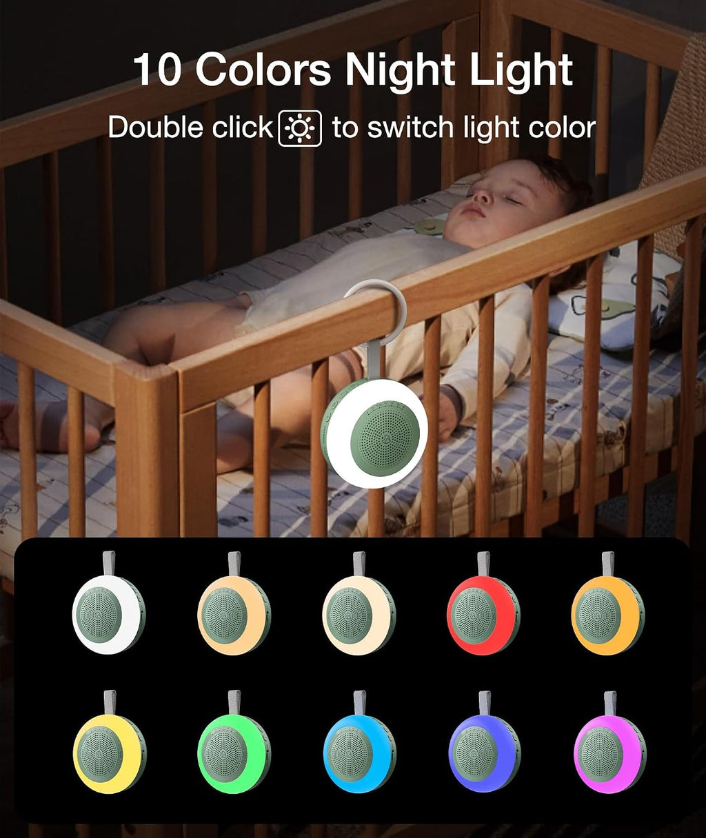 Portable Sound Machine, LEICEX White Noise Machine,33 Soothing Sound 10 Colors Night Light Sleep Machine for Baby Kids, Timer and Memory…