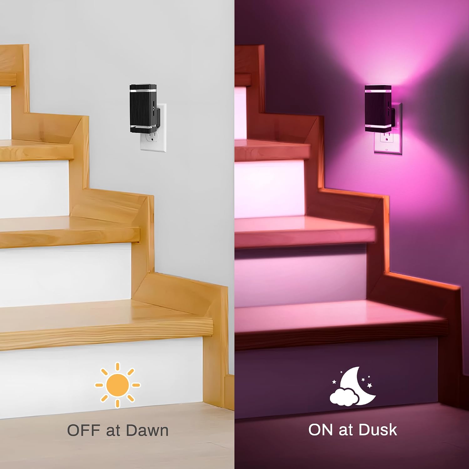 DORESshop Color Changing Night Lights [2 Pack], Night Lights Plug Into Wall, 8 Color LED Night Light, Night Light with Dusk to Dawn…