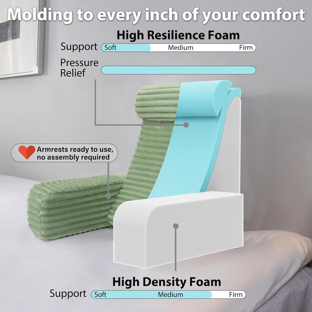 ENITYA 22" XL Reading Pillow with Armrests & Large Pockets, Supportive Back Pillow with Removable Cover, Ideal for Watching TV, Gaming…