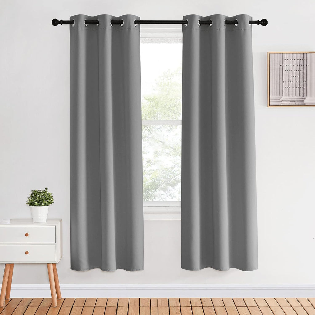 NICETOWN Blackout Window Curtains & Drapes 70" Long, 2 Panels, 34 inch, Silver Grey, Grommet Top Room Darkening Thermal Insulated for…