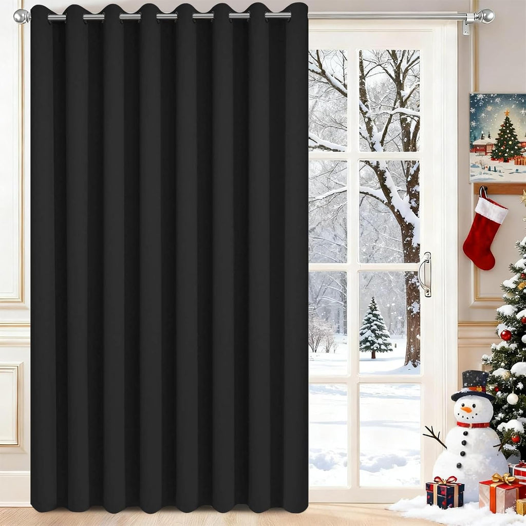 Yakamok Blackout Sliding Glass Door Curtains, Thermal Insulated Window Treatment Drapes for Patio Doors, Grommet Extra Wide Curtain…