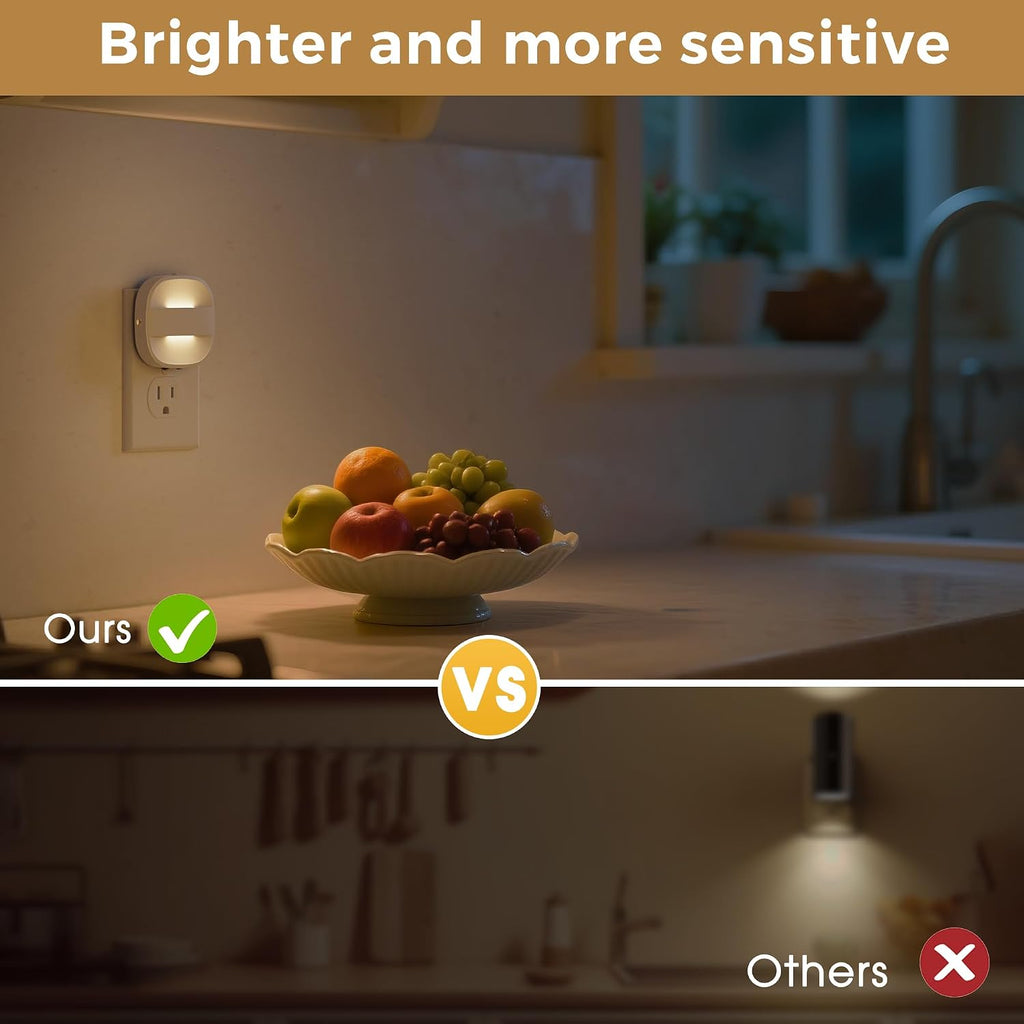 L LOHAS LED Night Lights Plug into Wall, Dusk to Dawn Sensor, Dual Brightness Dimmable, 3000K Soft White, Foldable, 2-Pack — for…