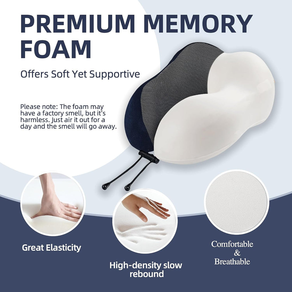 Travel Pillow with Extra Large Hood for Airplane Long Flights Privacy and Comfort Memory Foam with Velvet Cover for Road Trip Head&Neck…