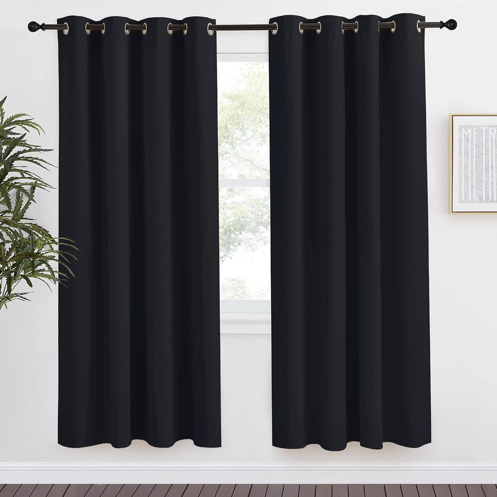 NICETOWN Black Blackout Curtain 78 inch Length, W55 x L78 Inch, 8 Grommets Top, 1 Piece, Thermal Insulated Modern Window Treatment…