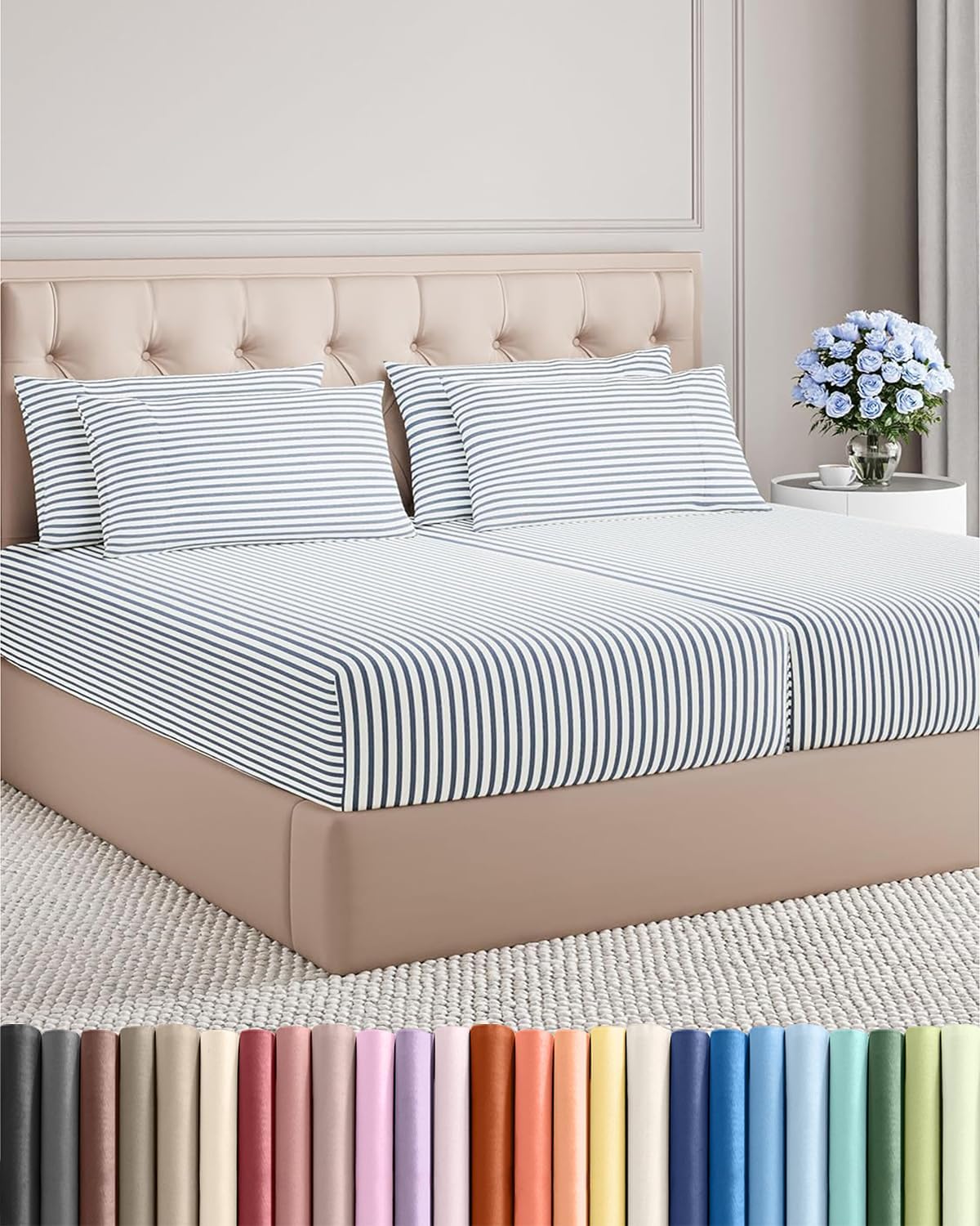 Split King 7 Piece Sheet Set - Comfy, Breathable & Cooling - Hotel Luxury Bedding for Women, Men, Kids, Teens and Children - 1 Flat & 2…