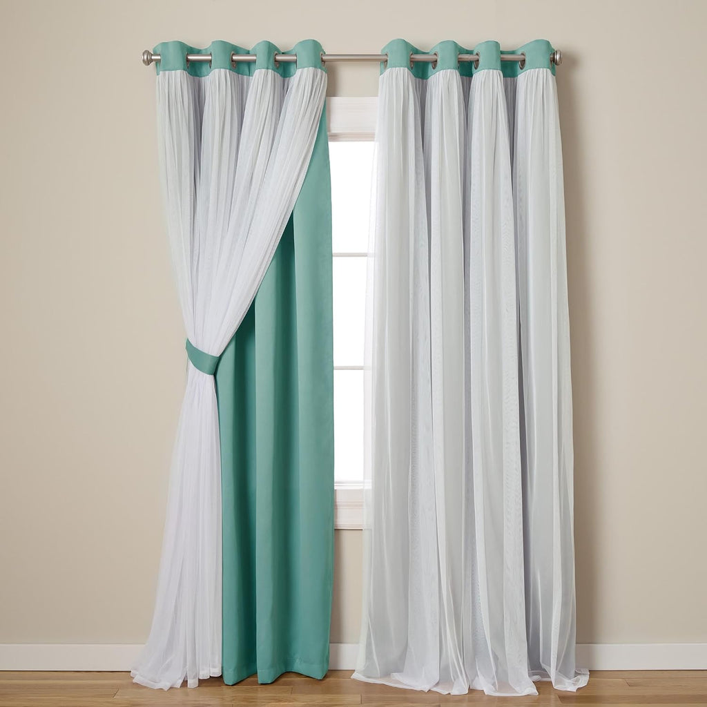 TOWN & COUNTRY LUXE Talia Double Layer Indoor Curtains, Sheer and Room Darkening Blackout, Grommet Top, Energy Efficient, 2-Pack Set…
