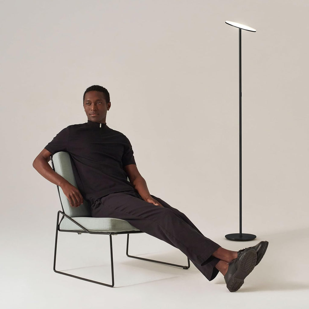 Brightech Sky LED Floor lamp, Torchiere Super Bright Floor Lamp for Living Room Decor & Office - Dimmable, Tall Standing Torch Lamp with Wa…