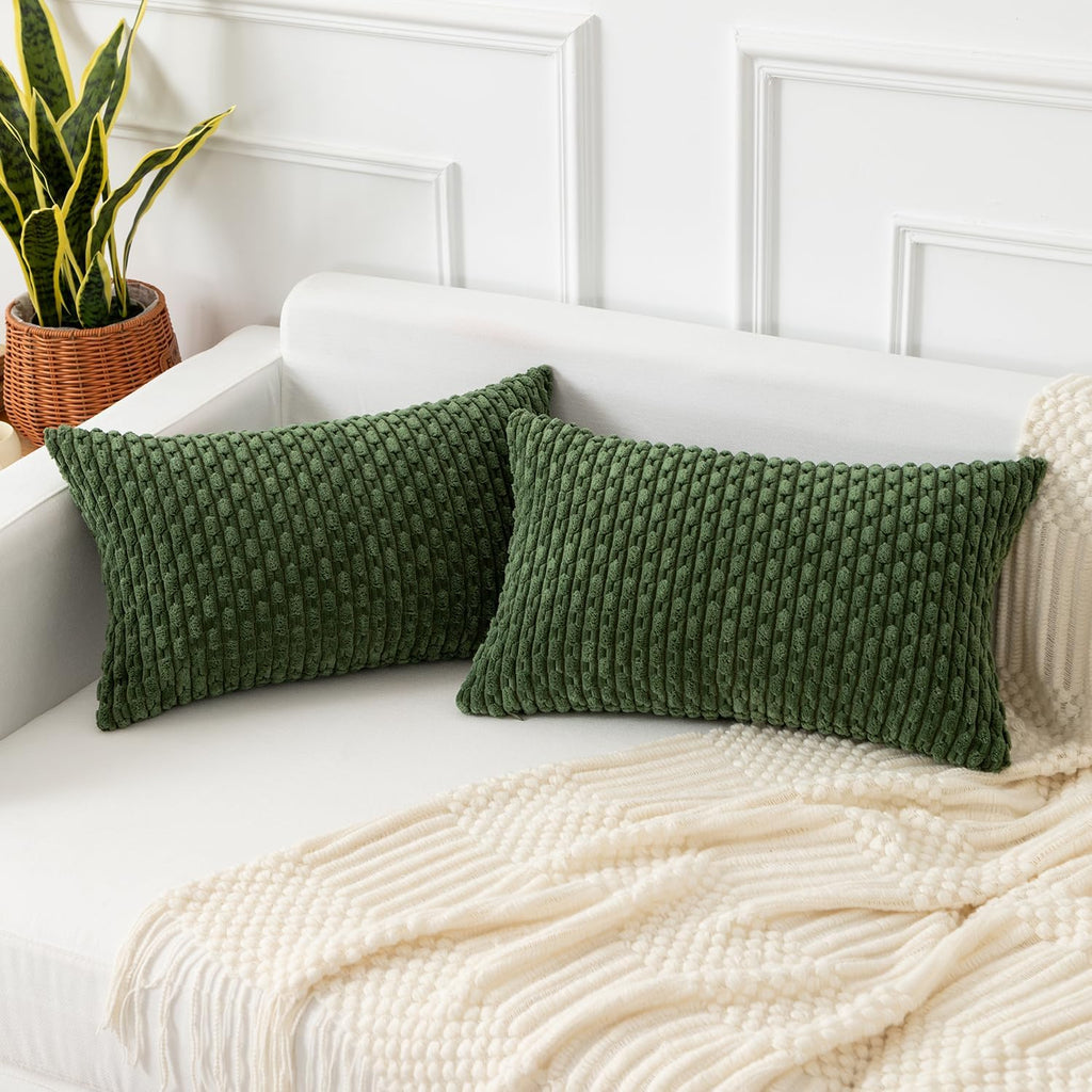 KevinTextile Kevin Textile Spring 12x20 Inch Pillow Cover 1 Pack Boho Decorative Soft Striped Corduroy Lumbar Farmhouse Solid Color Accent…