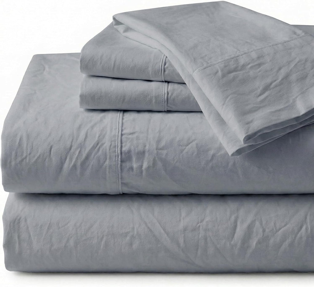 Perupima Peru Pima 285 Thread Count Percale Full Sheet Set - 100% Peruvian Pima Cotton, 4 Piece (Flat, Fitted, 2 Pillowcases) - Cooling, Cr…