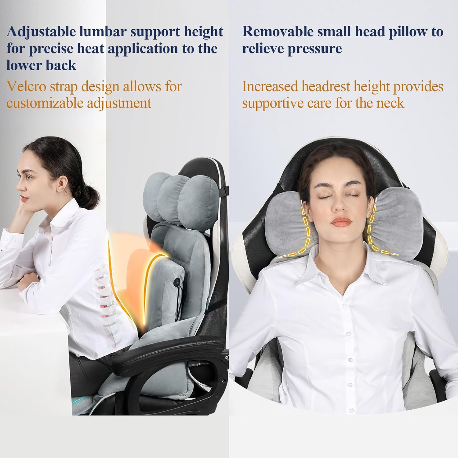 Generic USB Heated Seat Cushion, Lumbar Support Heated Seat Pad with Armrest for Office Chair, Ajustable Backrest Warm Pillow for Long…